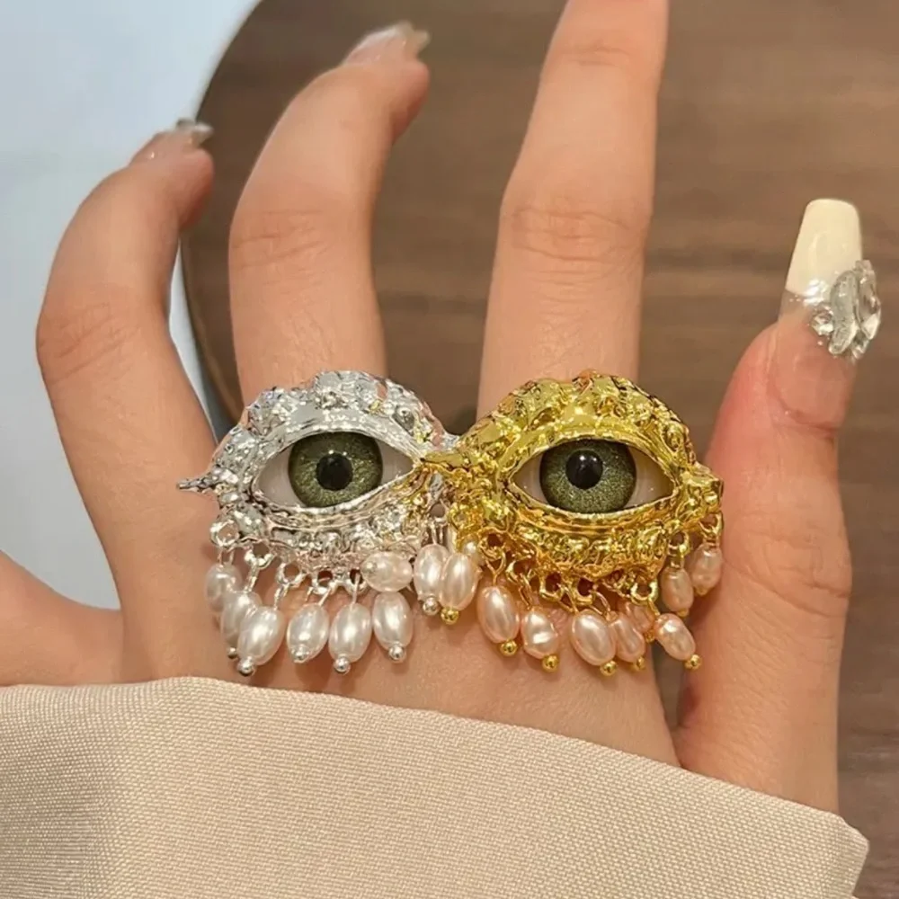 NEW! Gaze Devil’s Eye Ring Lucky Protective Imitation Pearl Ring 🧿 A3-101